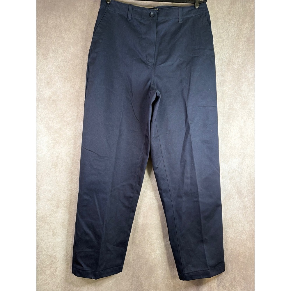 L.L. Bean Pants Womens 14 Tall Navy Blue Classic Fit Straight Leg Chino Cotton